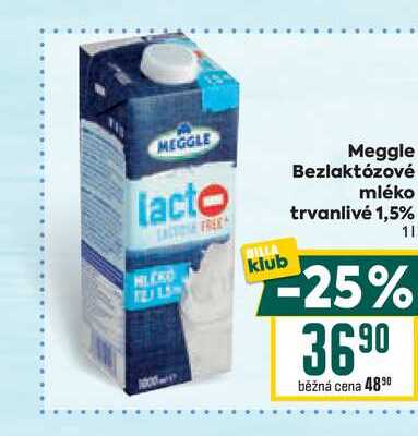 Meggle Bezlaktózové mléko trvanlivé 1,5% 1l