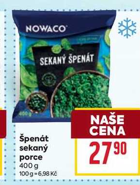 Špenát sekaný porce 400 g