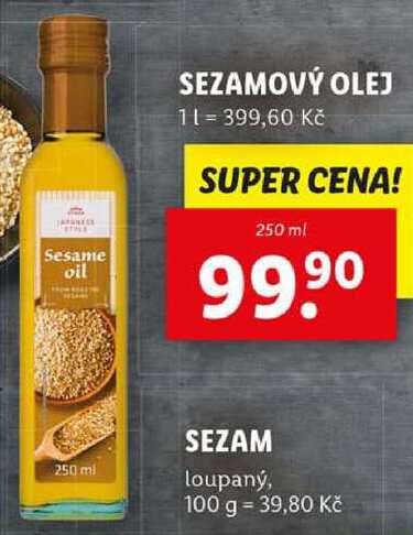 SEZAMOVÝ OLEJ, 250 ml