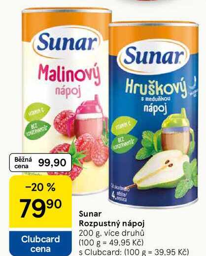 Sunar Rozpustný nápoj, 200 g, více druhů