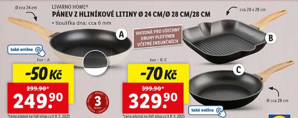 PÁNEV Z HLINÍKOVÉ LITINY Ø 24 CM/Ø 28 CM/28 CM 