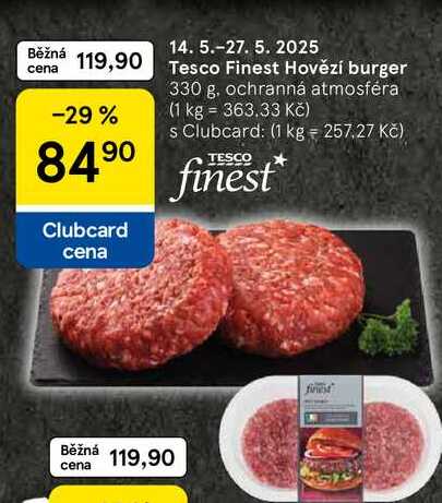 Tesco Finest Hovězí burger, 330 g 