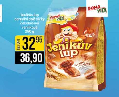 Jeníkův lup cereální polštářky čokoladové vanilkové 250 g 