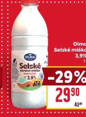 Olma Selské mléko 3,9% 1l