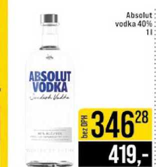 Absolut vodka 40% 1l