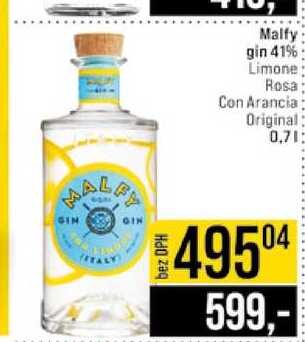 Malfy gin 41% Limone Rosa Con Arancia Original 0,7l