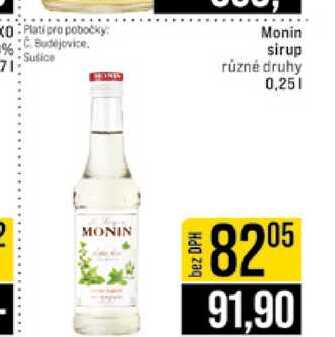 Monin sirup různé druhy 0,25l