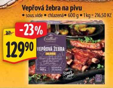 Vepřová žebra na pivu, 600 g