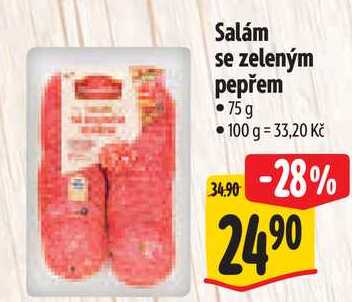 Salám se zeleným pepřem, 75 g