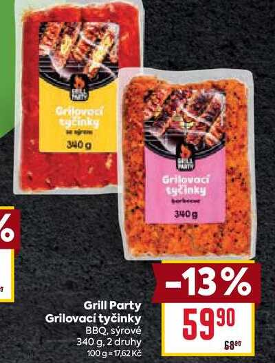 Grill Party Grilovací tyčinky BBQ, sýrové 340 g