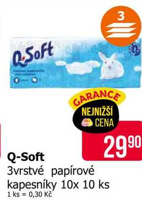 Q-Soft 3vrstvé papírové kapesníky 10x 10 ks 