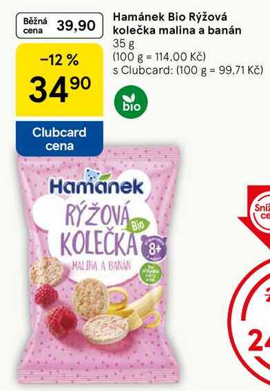 Hamánek Bio Rýžová kolečka malina a banán, 35 g 