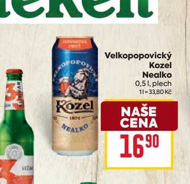 Velkopopovický Kozel Nealko 0,51, plech 