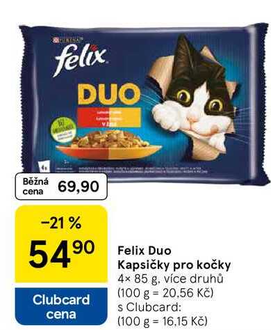 Felix Duo Kapsičky pro kočky, 4× 85 g, více druhů  