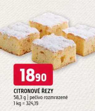 Citronové řezy 58,3 g pečivo rozmrazené 