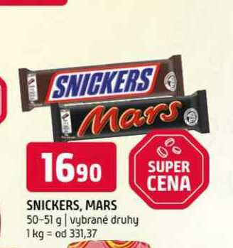 Snickers mars 50-51 g vybrané druhy