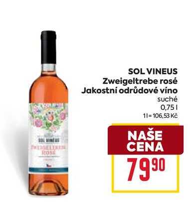 SOL VINEUS Zweigeltrebe rosé Jakostní odrůdové víno suché 0,75l
