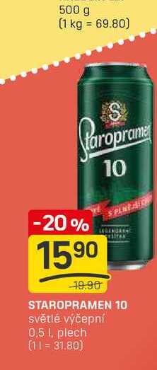 STAROPRAMEN 10 světlé výčepní 0,5 1, plech 