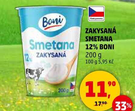 ZAKYSANÁ SMETANA 12% BONI, 200 g