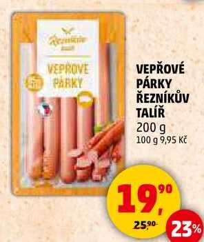 VEPŘOVÉ PÁRKY ŘEZNÍKŮV TALÍŘ, 200 g 