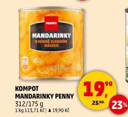 KOMPOT MANDARINKY PENNY, 312/175 g 