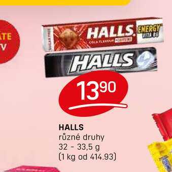HALLS různé druhy 32-33,5 g