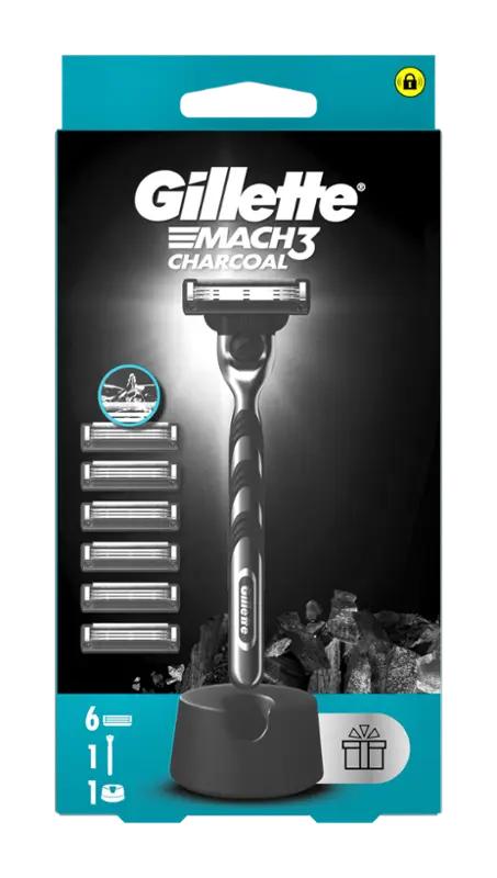 Gillette Pánský holicí strojek Mach3 Charcoal + náhradní hlavice, 1 ks