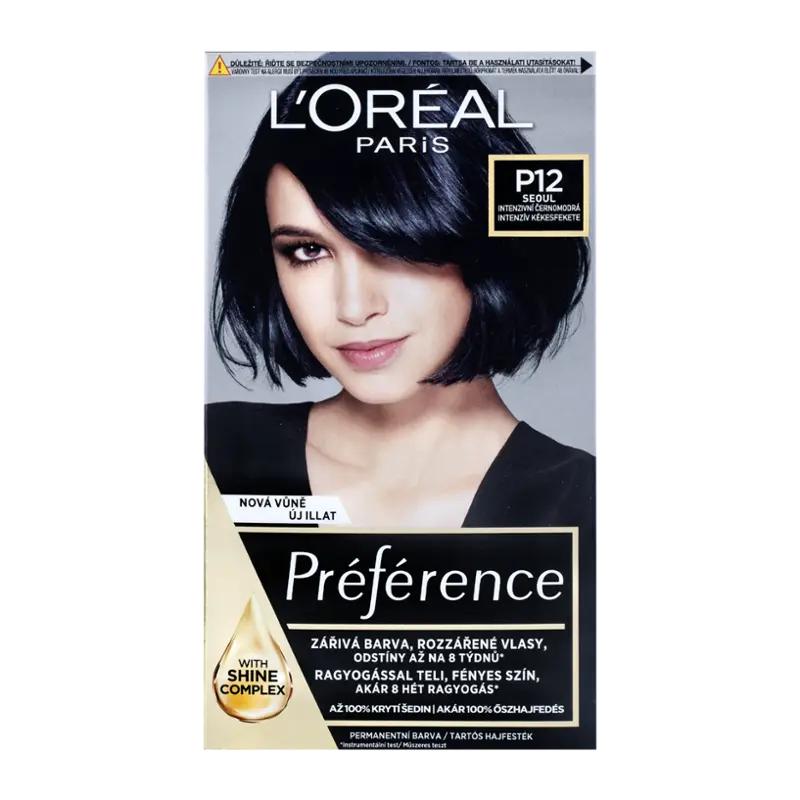 L'Oréal Barva na vlasy Préférence P12 Seoul intenzivní černomodrá, 1 ks