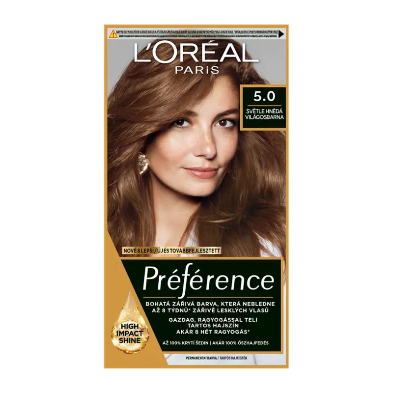 L'Oréal Barva na vlasy Préférence 5.0 světle hnědá, 1 ks