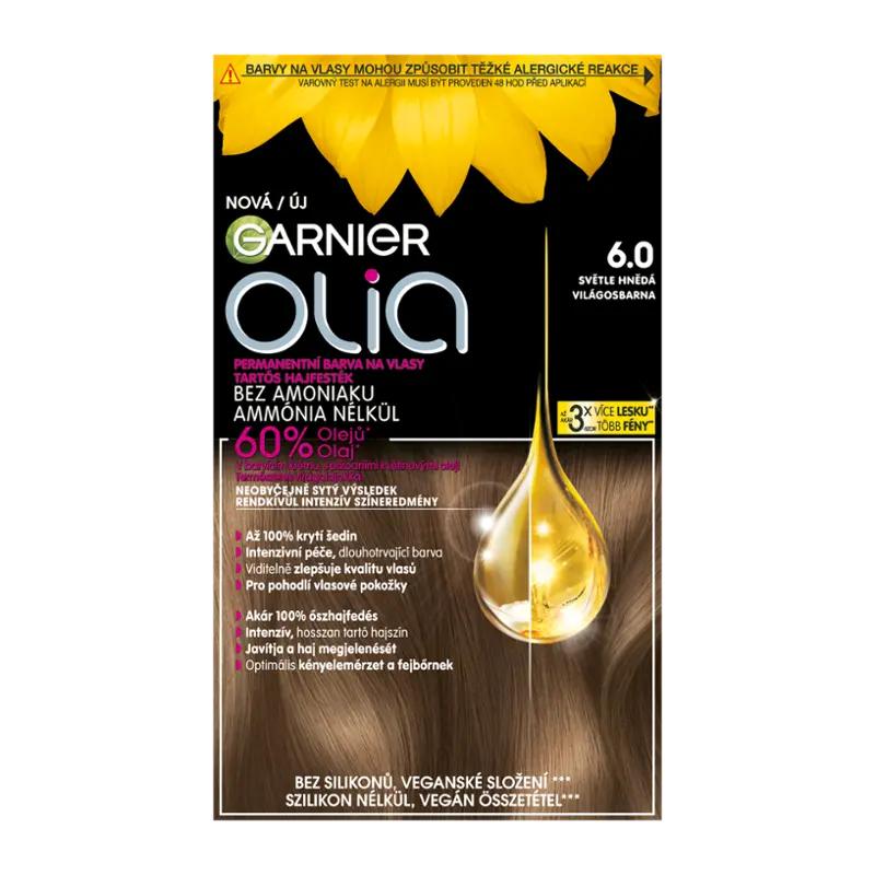 Garnier Permanentní barva na vlasy Olia bez amoniaku 6.0 světle hnědá, 1 ks