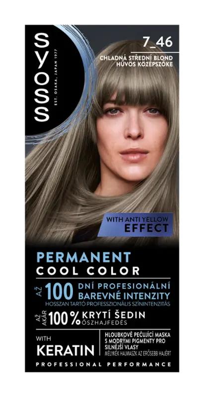 Syoss Barva na vlasy Cool Color 7-46 chladná střední blond, 1 ks