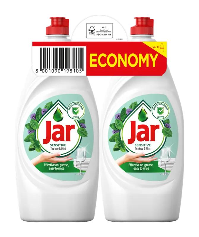 Jar Prostředek na nádobí Sensitive Tea tree & Mint 2x 900 ml, 1.8 l