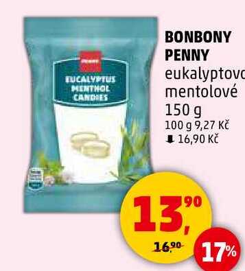 BONBONY PENNY eukalyptovo mentolové, 150 g  