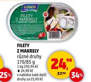 FILETY Z MAKRELY různé druhy, 170/85 g  