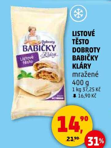 LISTOVÉ TĚSTO DOBROTY BABIČKY KLÁRY mražené, 400 g  