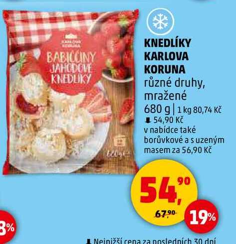 KNEDLÍKY KARLOVA KORUNA různé druhy, mražené, 680 g 