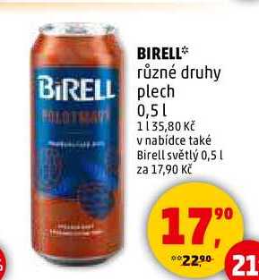 BIRELL různé druhy, 0,5 l
