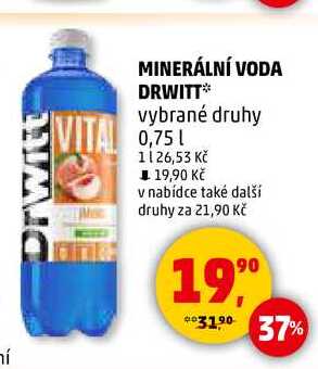 MINERÁLNÍ VODA DRWITT vybrané druhy, 0,75 l 