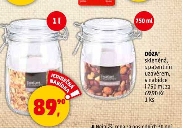 DÓZA skleněná, s patentním uzávěrem, 1 ks
