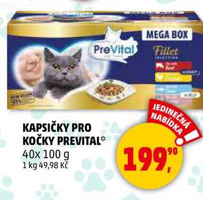 KAPSIČKY PRO KOČKY PREVITAL, 40x 100 g