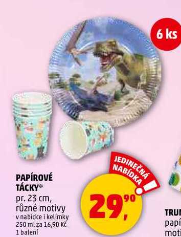 PAPÍROVÉ TÁCKY pr. 23 cm, různé motivy, 1 balení