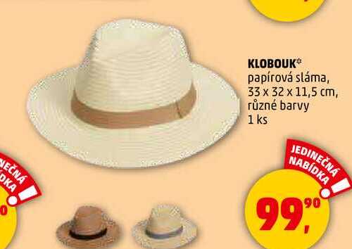 KLOBOUK papírová sláma, 33 x 32 x 11,5 cm, různé barvy 1 ks 