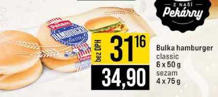 Bulka hamburger classic 6 x 50g sezam 4 x 75 g 