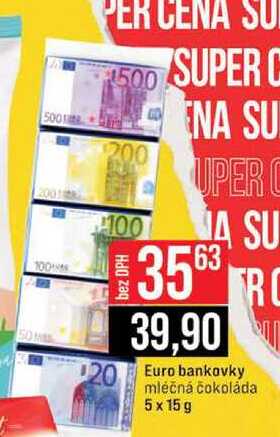 Euro bankovky mléčná čokoláda 5 x 15 g