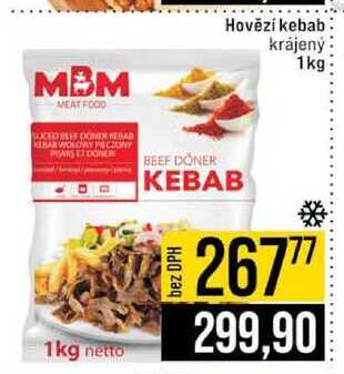 Hovězí kebab krájený 1kg 