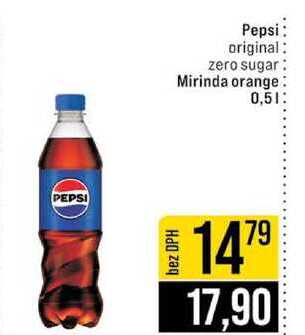 Pepsi original zero sugar Mirinda orange 0,5l