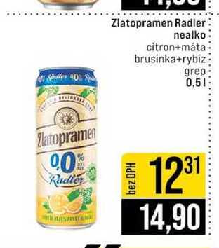 Zlatopramen Radler nealko citron+máta brusinka+rybiz grep 0,5l