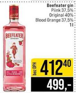 Beefeater gin Piink 37,5% Original 40% Blood Orange 37,5% 1l