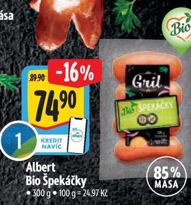   Albert  Bio Špekáčky 300 g 