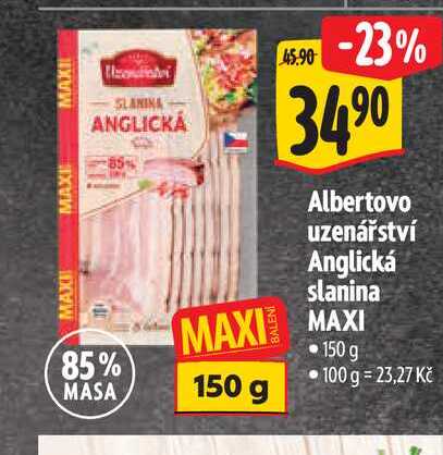  Albertovo uzenářství Anglická slanina MAXI 150 g 